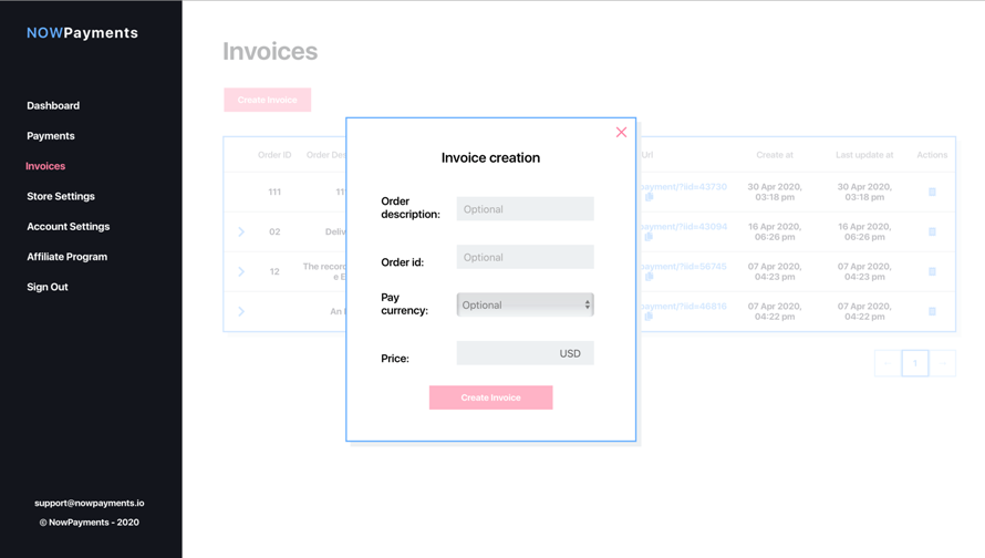 NowPayments Review - Invoices