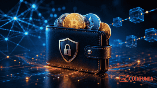 What Is a Crypto Wallet? Illustration showing a crypto wallet securing Bitcoin, Ethereum, and other digital assets with blockchain technology.