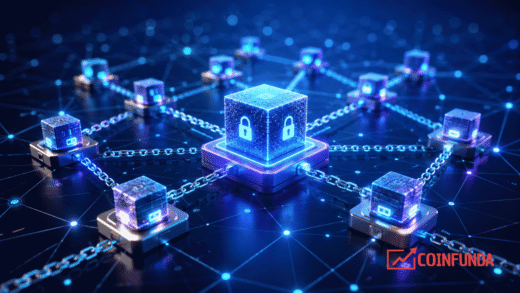 Illustration of blockchain consensus mechanisms securing a decentralized cryptocurrency network.
